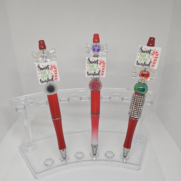 Sweet but Twisted Christmas Theme Bling and Beaded Pen Black Ink - Picture 1 of 5